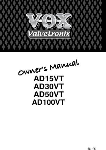 Vox valvetronix ad30vt service manual